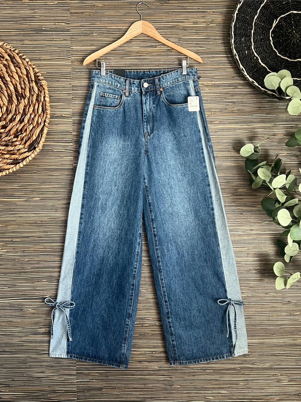 NWT Blanknyc The Harrison Low Rise Baggy Ankle Tie Jeans 27 Midnight Contrast - Picture 4 of 17